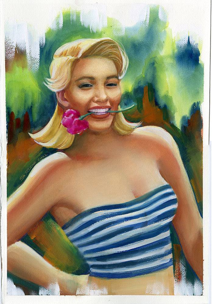 Sunny Honey (Sundra Peale) Watercolor Painting - Steve Rude Art