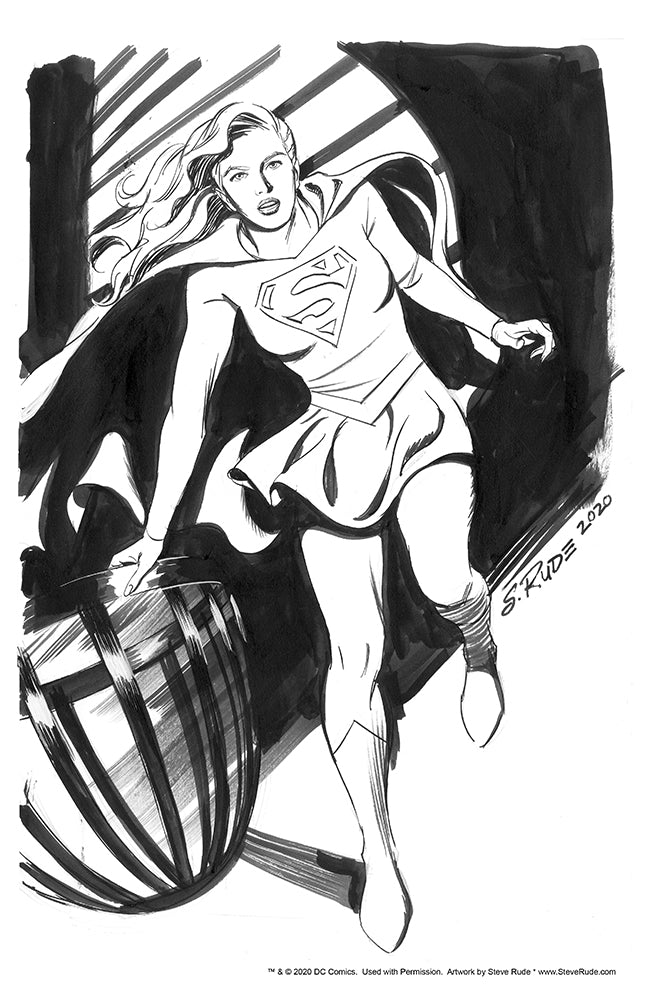 Supergirl Pen and Ink Print 11x17