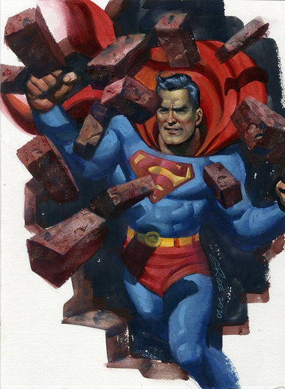 Superman Jack Burnley Watercolor Painting - Steve Rude Art