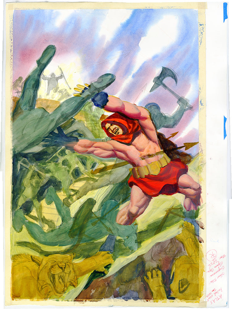 Superman Space Age Original Watercolor Painting